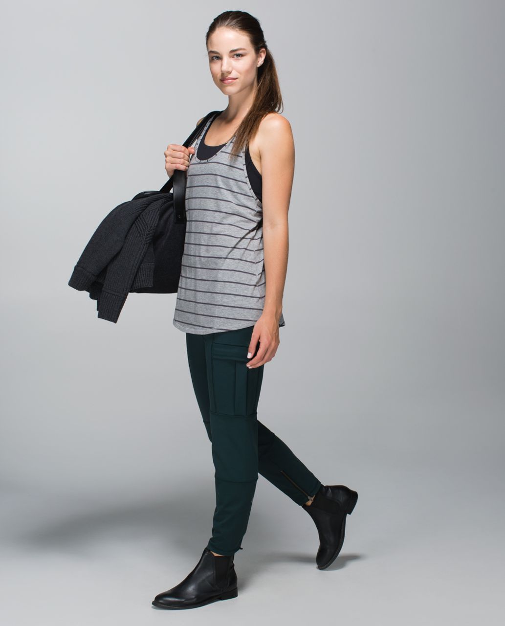 Lululemon Om Racerback - Cayman Stripe Heathered Medium Grey