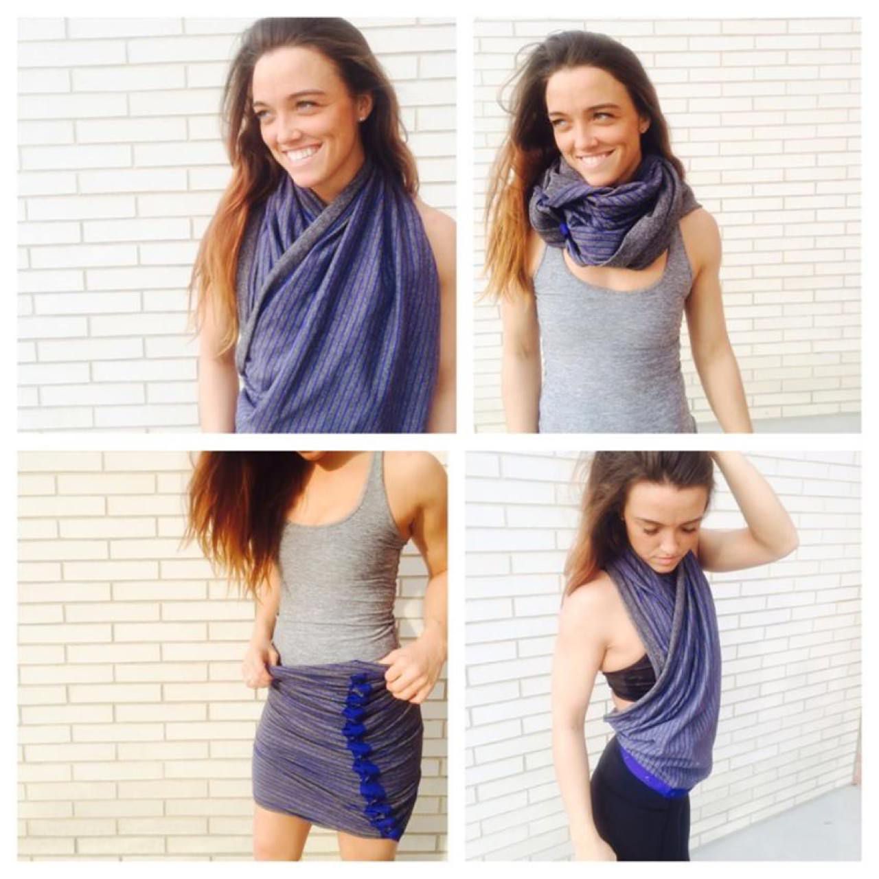 Lululemon Vinyasa Scarf *Rulu - Parallel Stripe Pigment Blue Heathered Black / Heathered Black