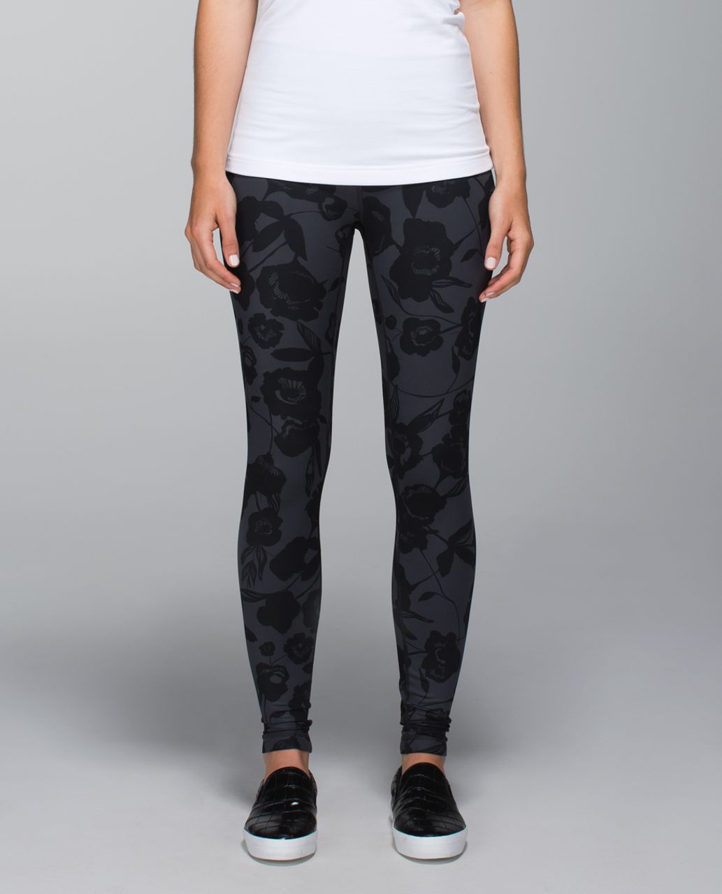 Lululemon Wunder Under Pant *Full-On Luxtreme (Roll Down/Print) - Flat Inky Floral Printed Black Deep Coal