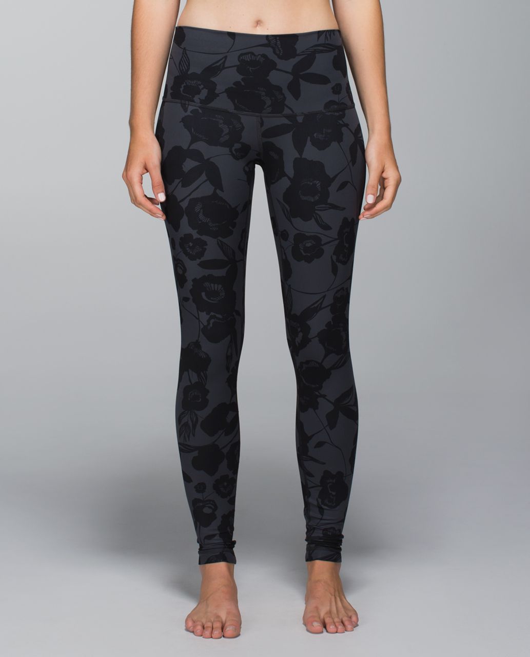 Lululemon Wunder Under Pant *Full-On Luxtreme (Roll Down/Print) - Flat Inky  Floral Printed Black Deep Coal - lulu fanatics