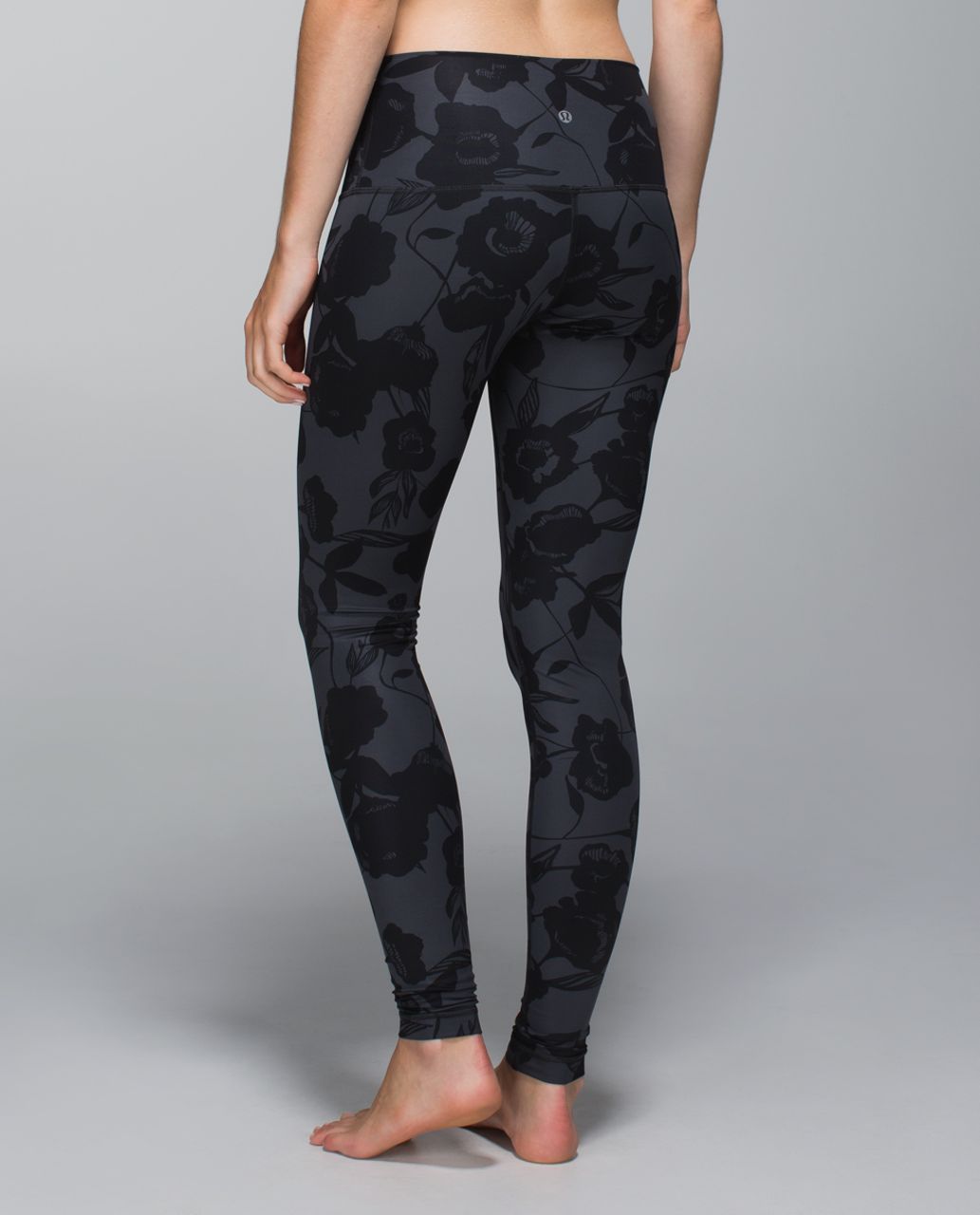 Lululemon Wunder Under Pant *Full-On Luxtreme (Roll Down/Print) - Flat Inky  Floral Printed Black Deep Coal - lulu fanatics