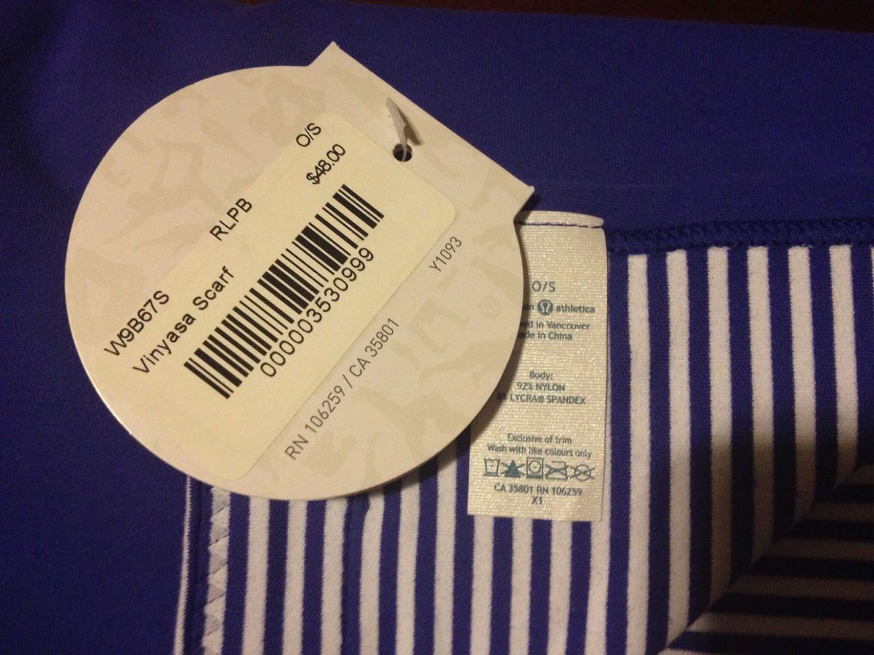 Lululemon Vinyasa Scarf *Rulu - Pigment Blue / 1/8 Stripe Pigment Blue ...