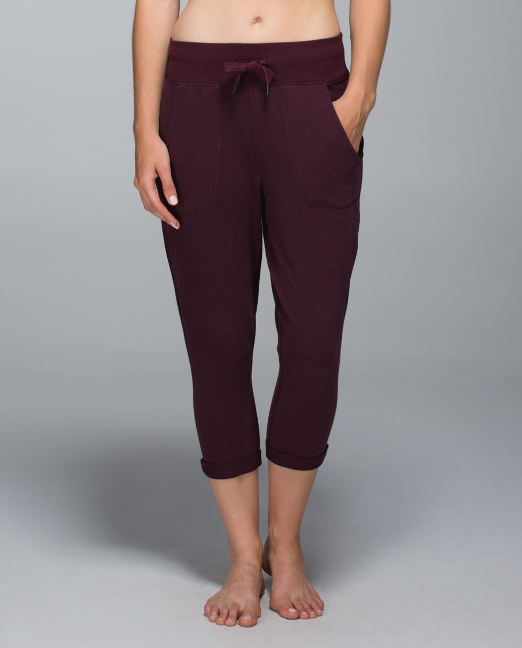 Lululemon Free Fall Crop - Heathered Bordeaux Drama