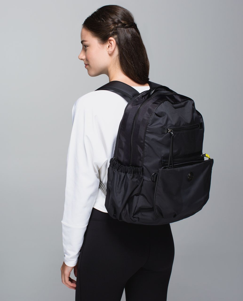 Lululemon Back to Class Backpack - Bold Stripe Vertical Deep Coal Black