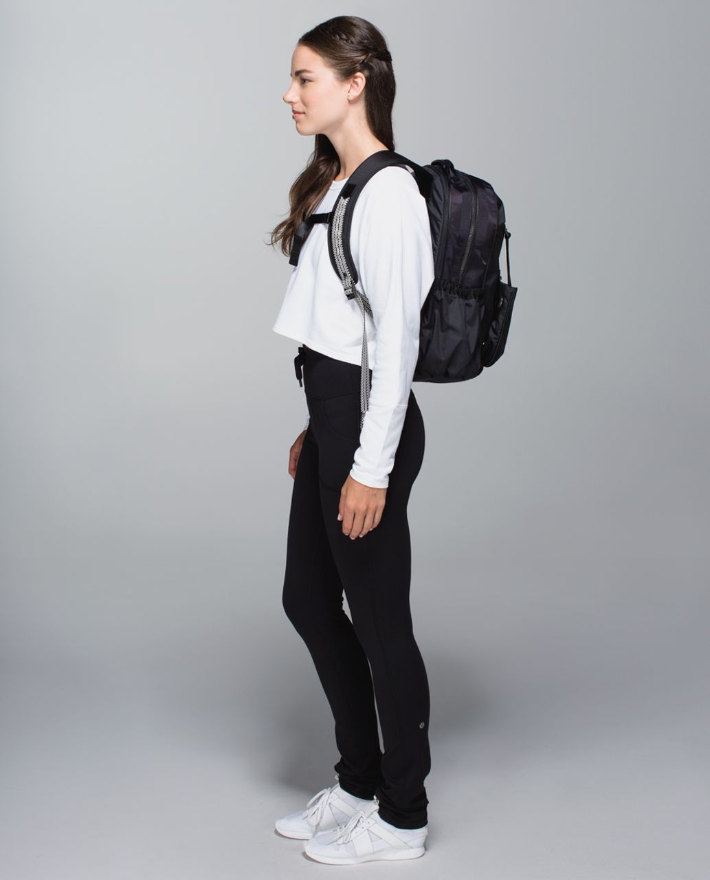 Lululemon Back to Class Backpack - Bold Stripe Vertical Deep Coal Black