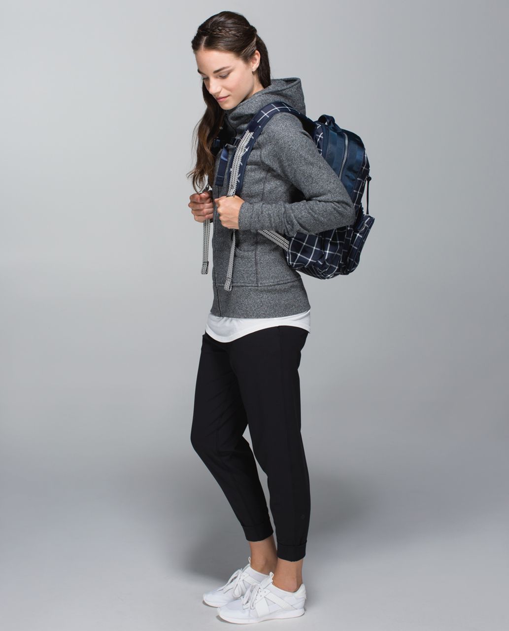 Lululemon Back to Class Backpack - Pacfic Check Inkwell Ghost