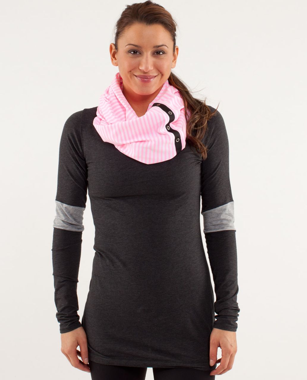 Lululemon Vinyasa Scarf *Luon Light - Classic Stripe White Pink Shell