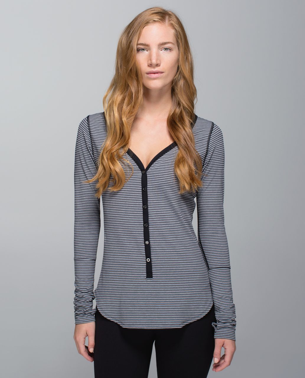 Lululemon Awesoma Henley - Hyper Stripe Black Heathered Slate