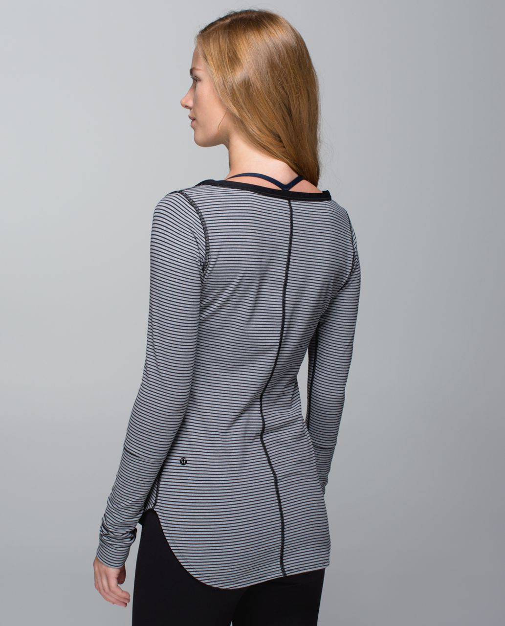 Women's LULULEMON Awesome Henley Gray Hyper Stripe Long Sleeve Shirt Size 10