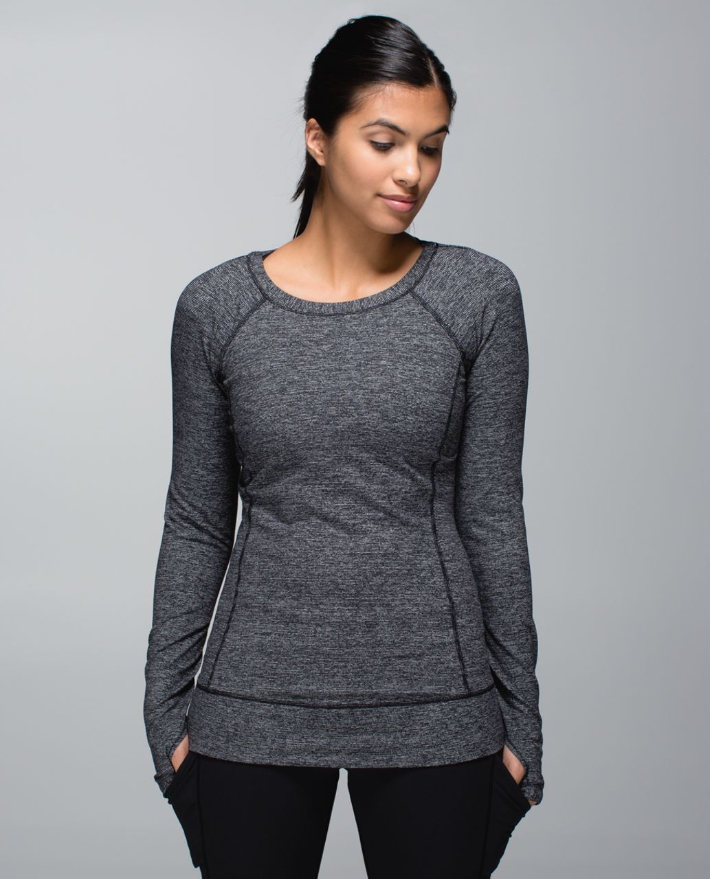 Lululemon Race Your Pace Long Sleeve - Wee Stripe Black Heathered Black