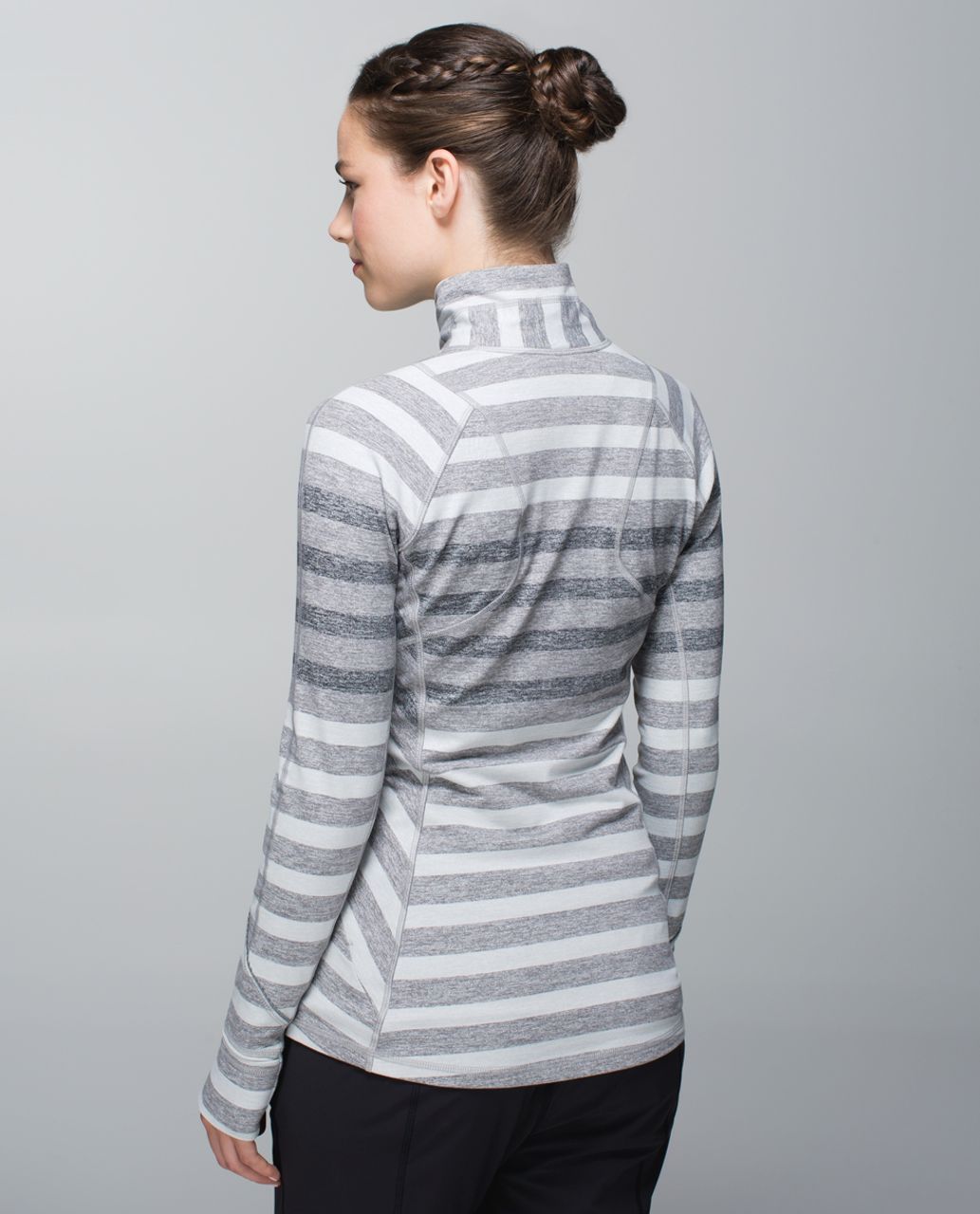 Lululemon Race Your Pace 1/2 Zip - Marshmallow Stripe Heathered Slate -  lulu fanatics