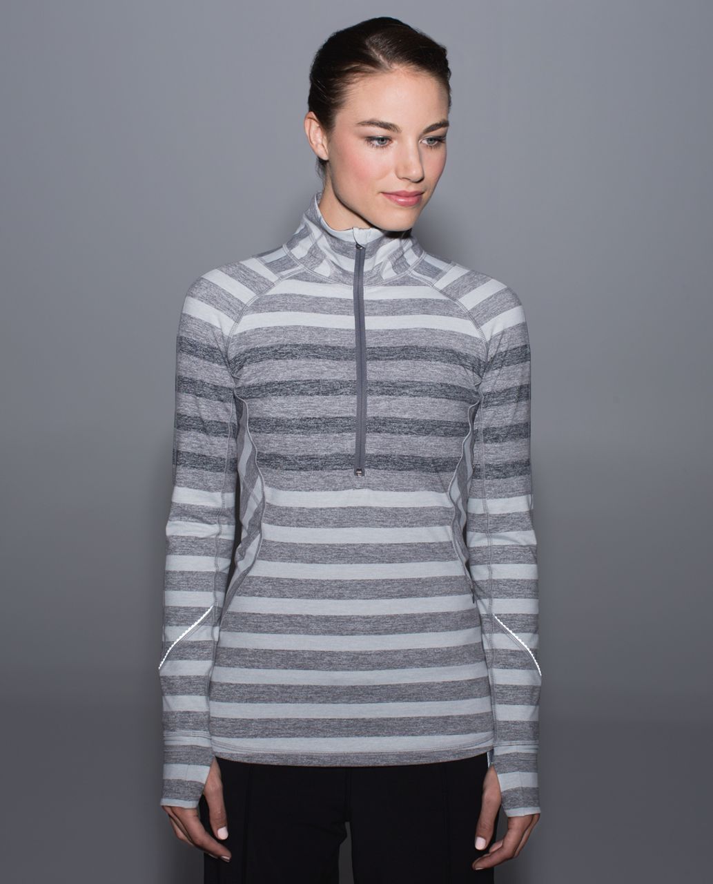 Lululemon Race Your Pace 1/2 Zip - Marshmallow Stripe Heathered Slate