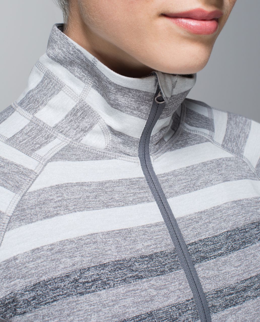 Lululemon Race Your Pace 1/2 Zip - Marshmallow Stripe Heathered Slate