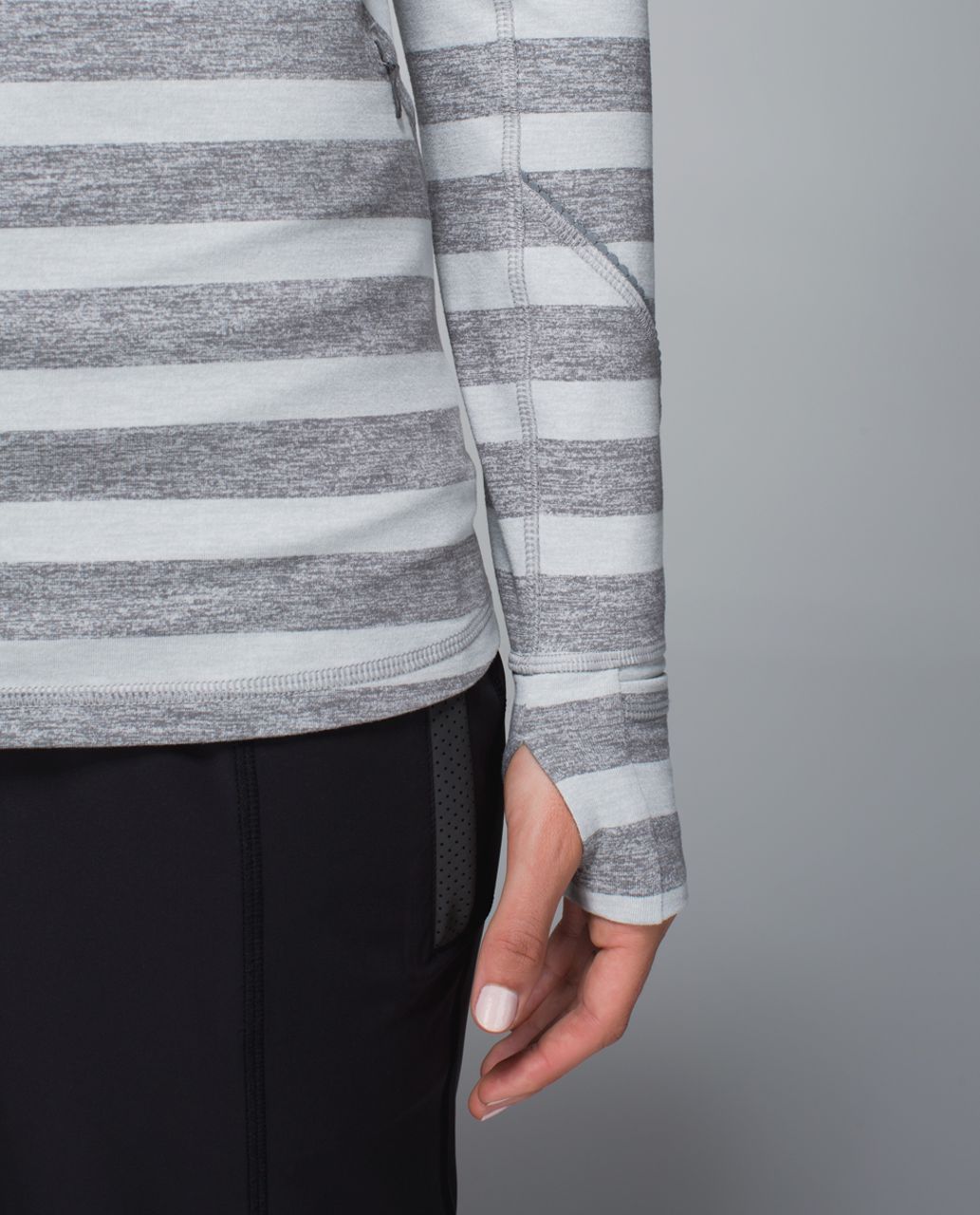 Lululemon Race Your Pace 1/2 Zip - Marshmallow Stripe Heathered Slate