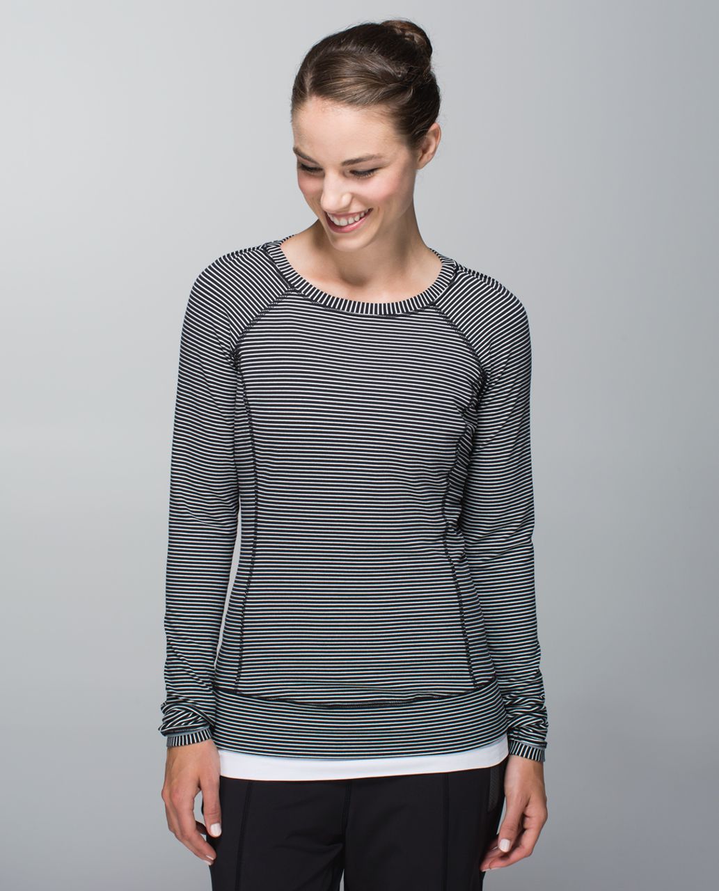 Lululemon Race Your Pace Long Sleeve - Hyper Stripe Heathered Angel White Black