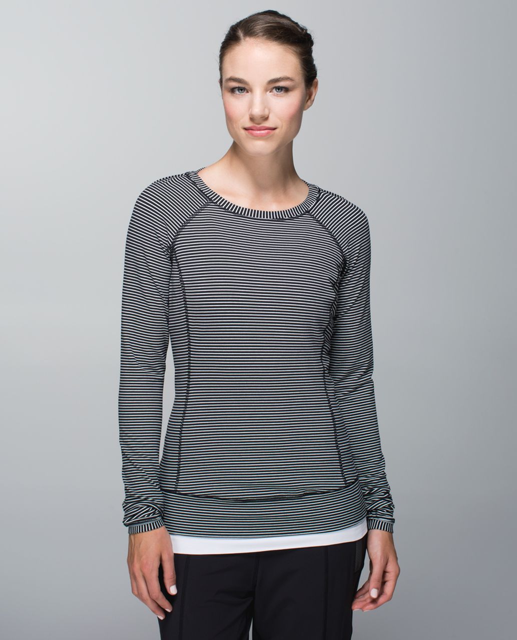 Lululemon Race Your Pace Long Sleeve - Hyper Stripe Heathered Angel White Black