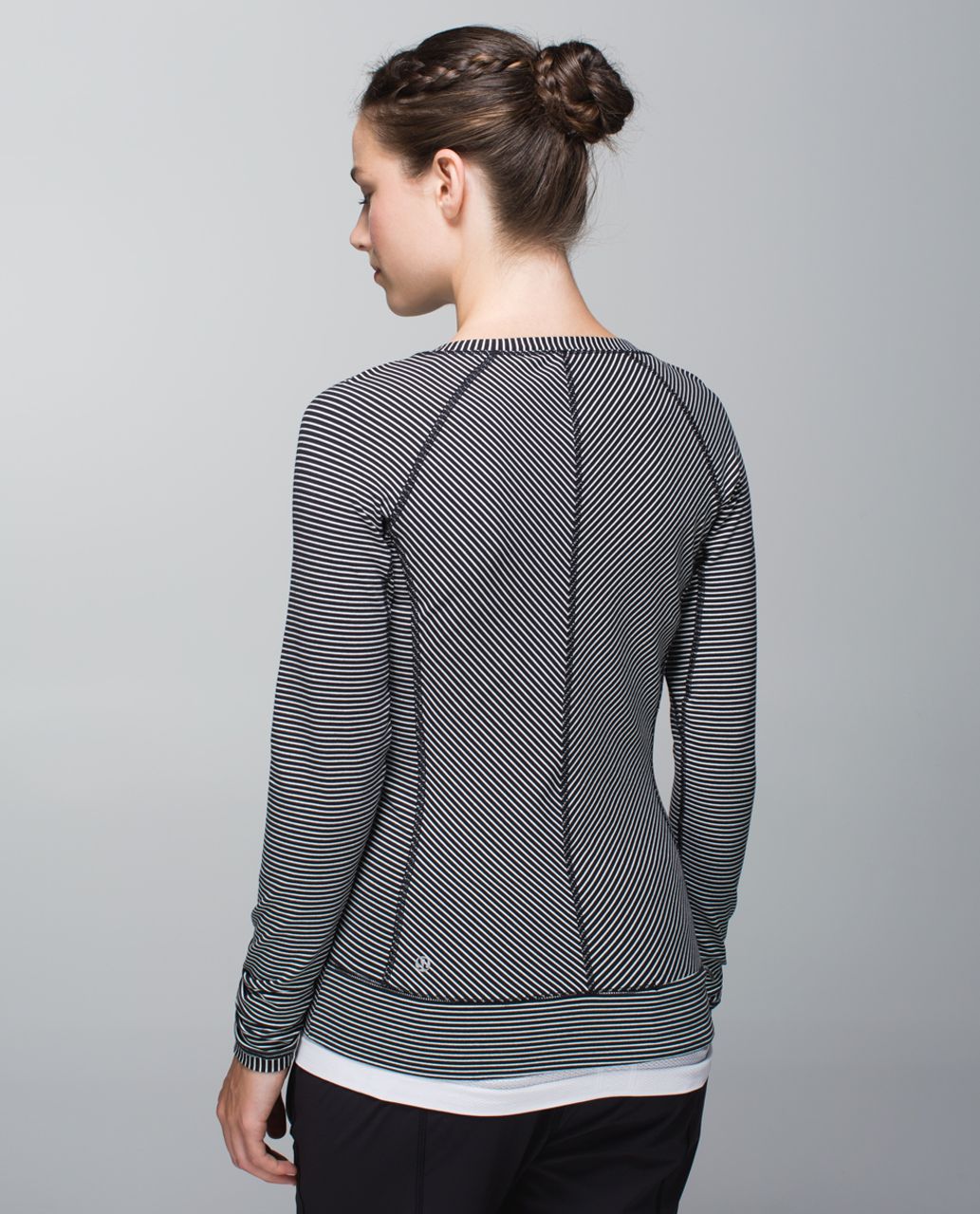 Lululemon Race Your Pace Long Sleeve - Hyper Stripe Heathered Angel White Black