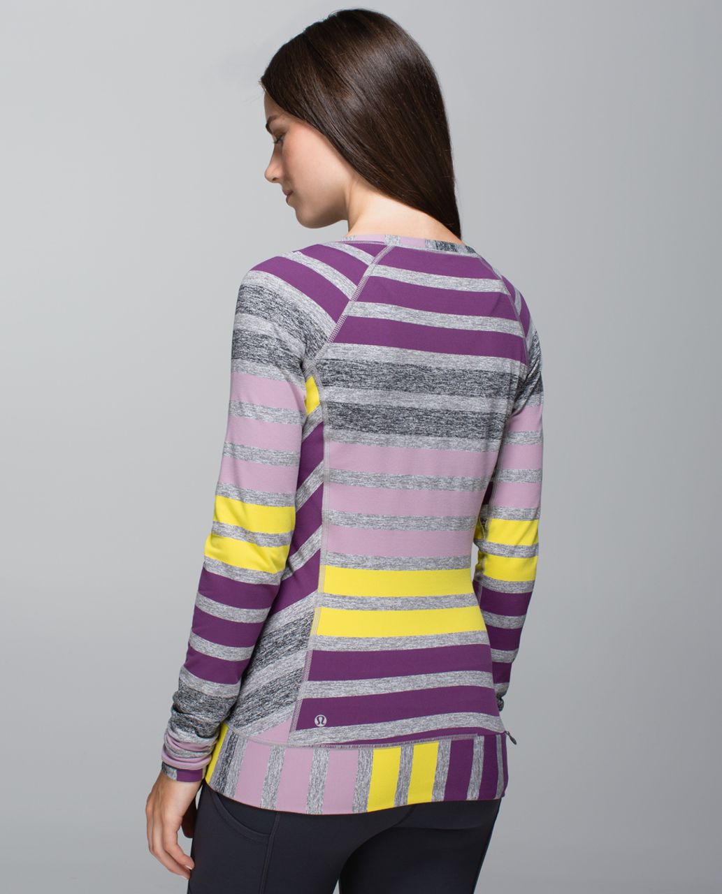 Lululemon Race Your Pace Long Sleeve - Triplet Twin Stripe Berry Yum Yum Heathered Slate