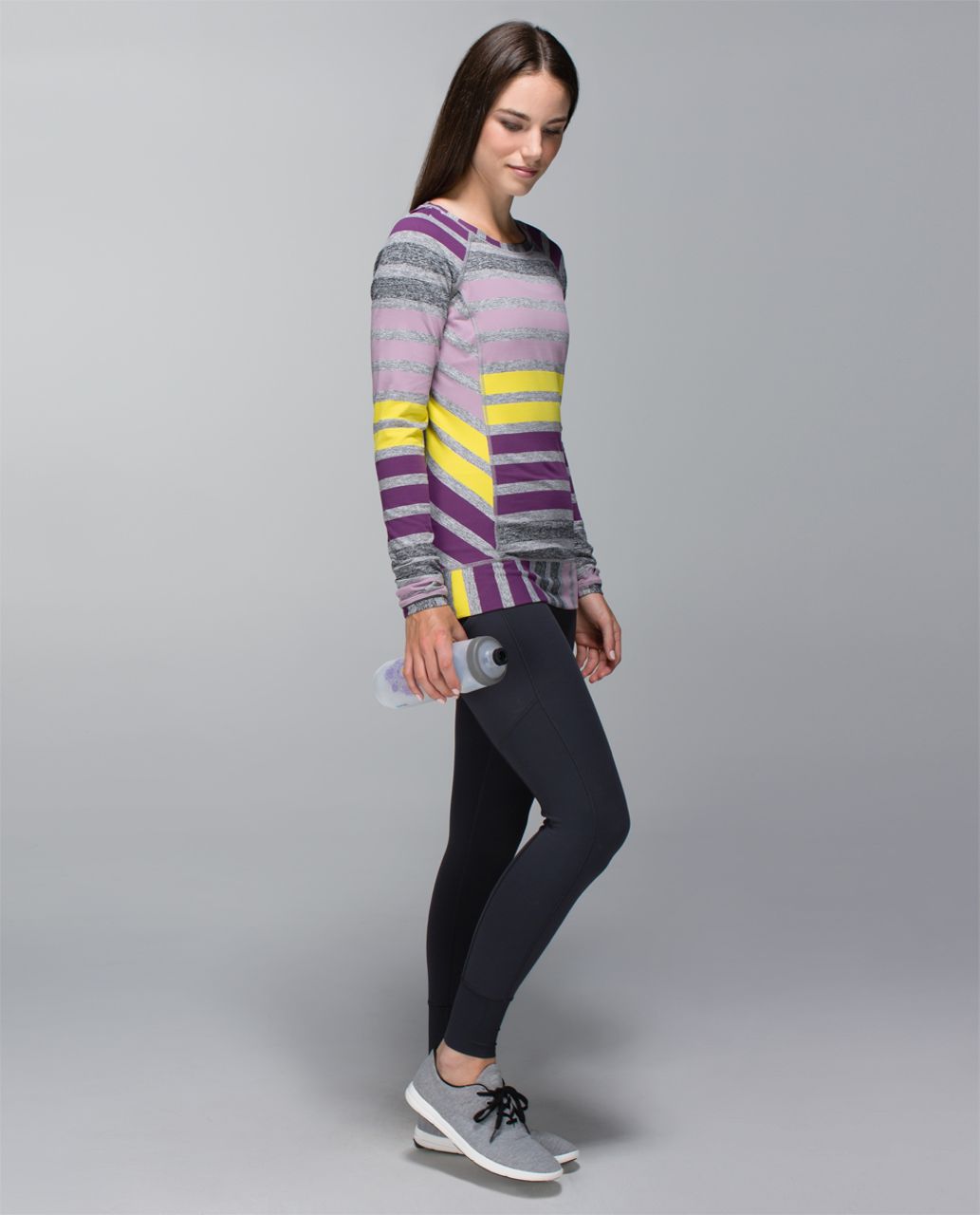 Lululemon Race Your Pace Long Sleeve - Triplet Twin Stripe Berry Yum Yum Heathered Slate