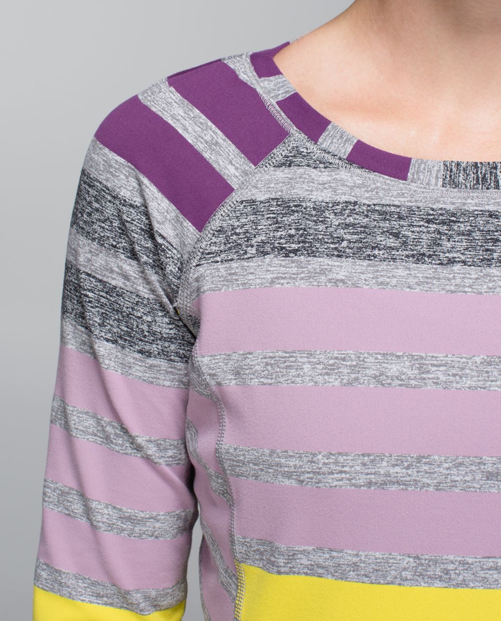 Lululemon Race Your Pace Long Sleeve - Triplet Twin Stripe Berry Yum Yum Heathered Slate