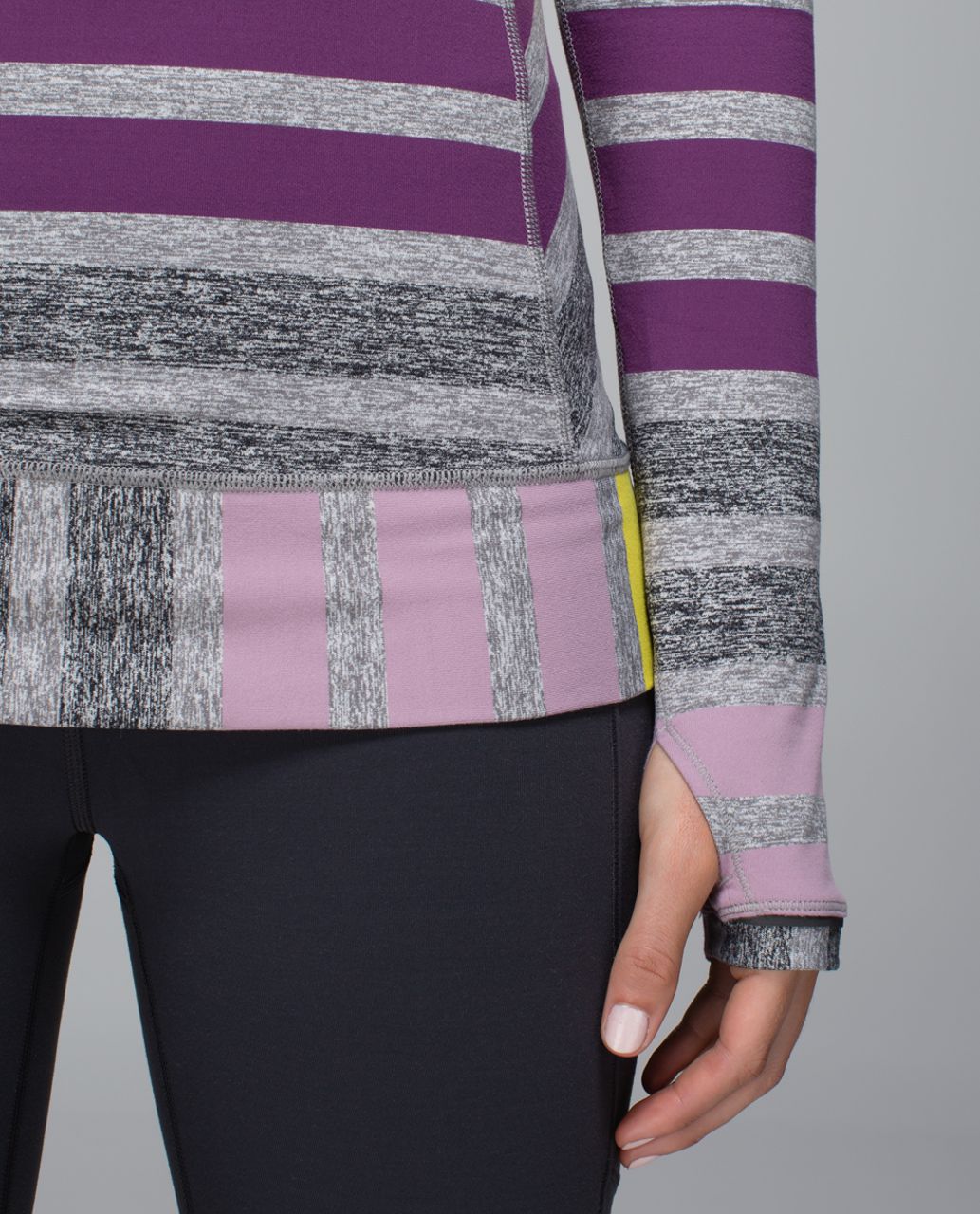 Lululemon Race Your Pace Long Sleeve - Triplet Twin Stripe Berry Yum Yum Heathered Slate