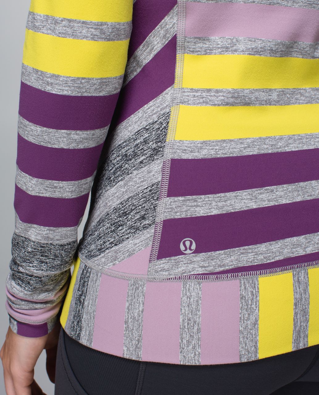 Lululemon Race Your Pace Long Sleeve - Triplet Twin Stripe Berry Yum Yum Heathered Slate