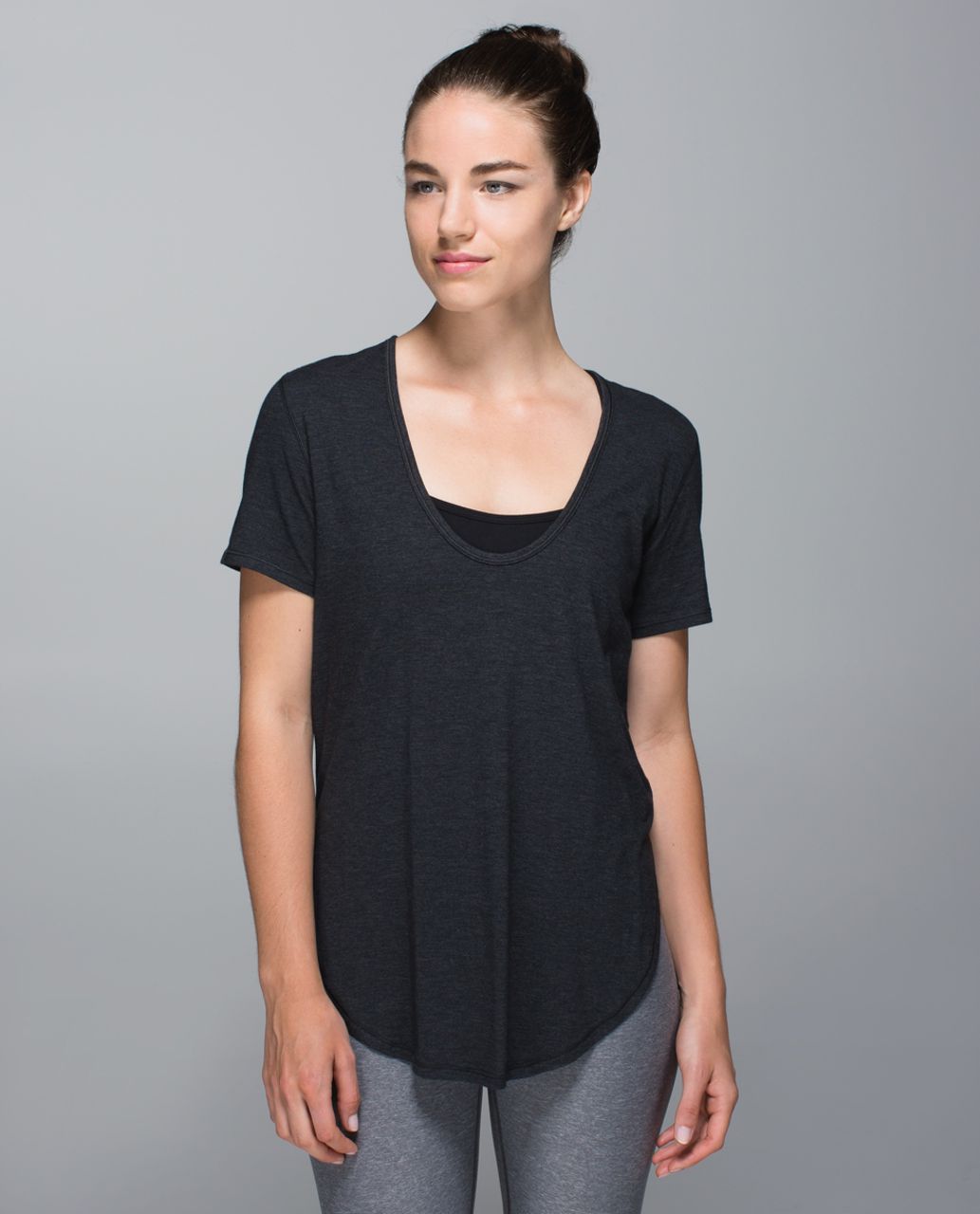 Lululemon Yogini 5 Year Short Sleeve Tee - Heathered Black /  Black