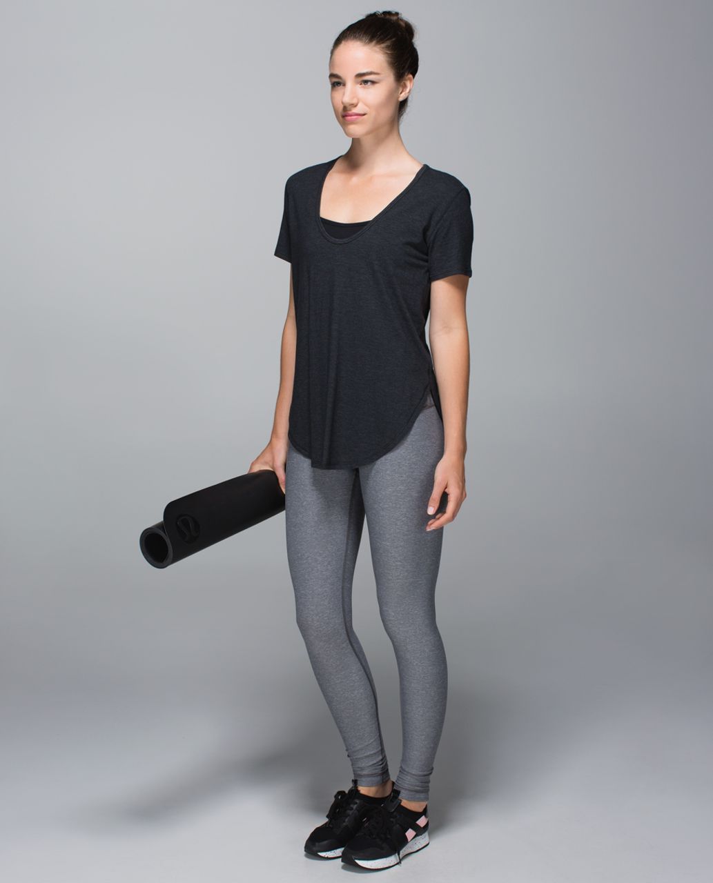 Lululemon Yogini 5 Year Short Sleeve Tee - Heathered Black /  Black