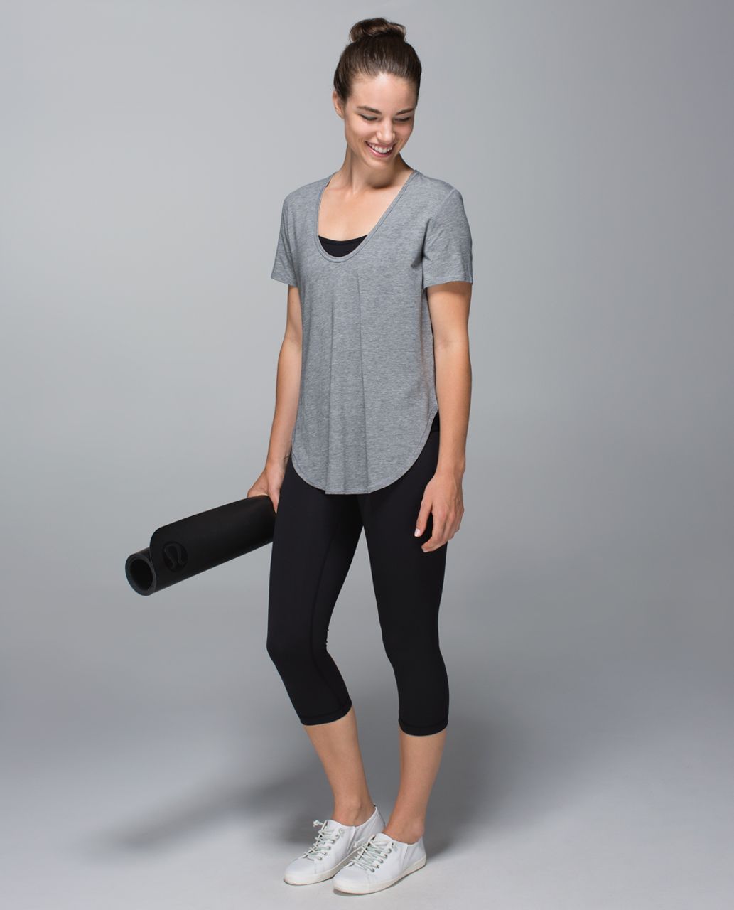 Lululemon Yogini 5 Year Short Sleeve Tee - Heathered Medium Grey / Almost Pear