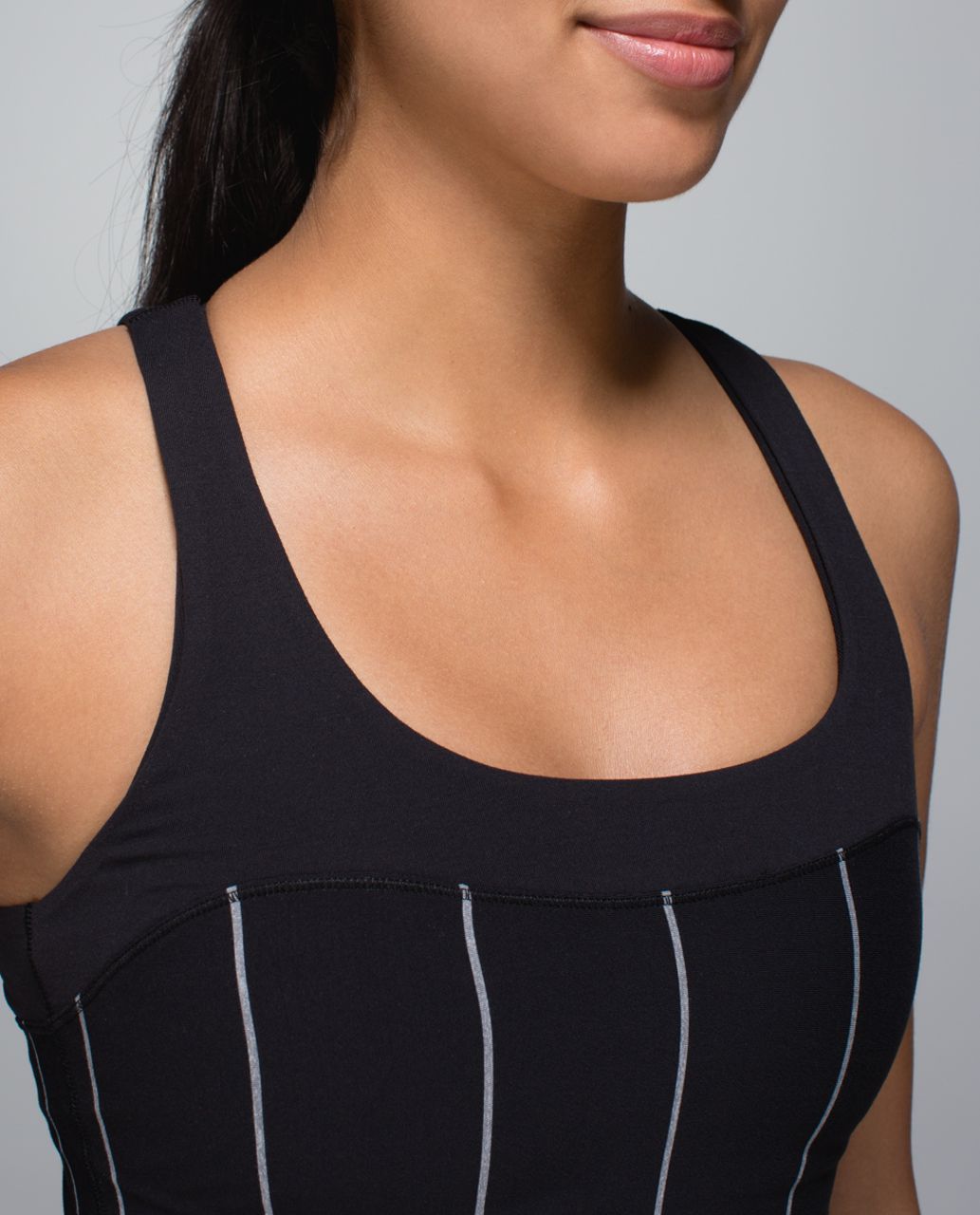 Lululemon Run:  First Base Tank - Cliff Hanger Stripe Black Heathered Slate Horizontal / Black