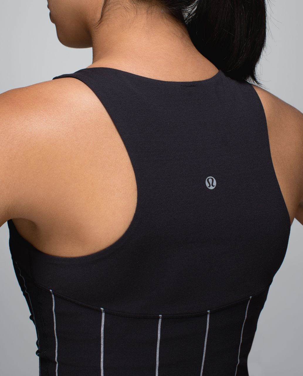 Lululemon Run:  First Base Tank - Cliff Hanger Stripe Black Heathered Slate Horizontal / Black