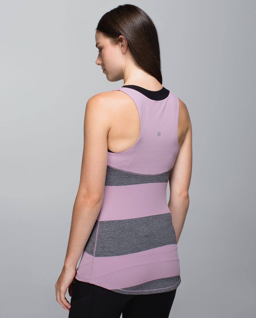 Lululemon Run:  First Base Tank - Bold Stripe Mauvelous Heathered Black / Mauvelous