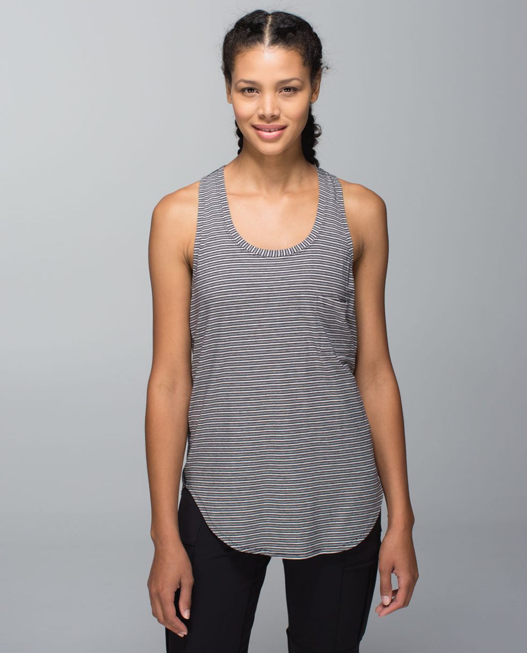 Lululemon Yogi Racerback - Pine Stripe Heathered Inkwell Heathered Mojave Tan