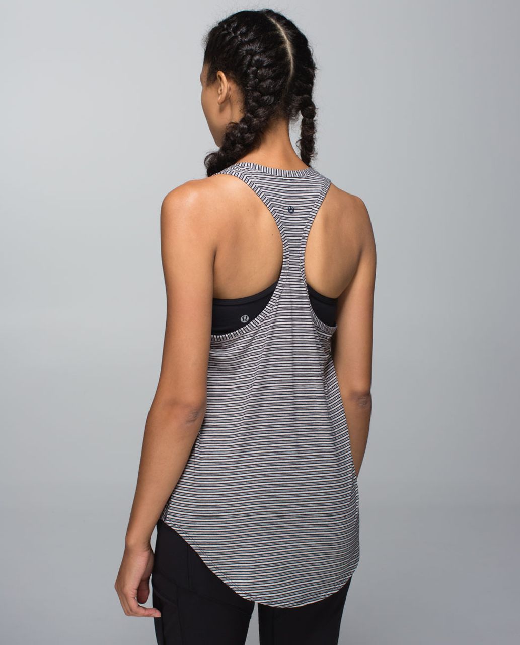 Lululemon Yogi Racerback - Pine Stripe Heathered Inkwell Heathered Mojave Tan