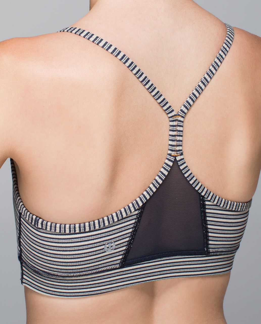 Lululemon Flow Y Bra IV - Pine Stripe Inkwell Mojave Tan / White / Heathered Inkwell