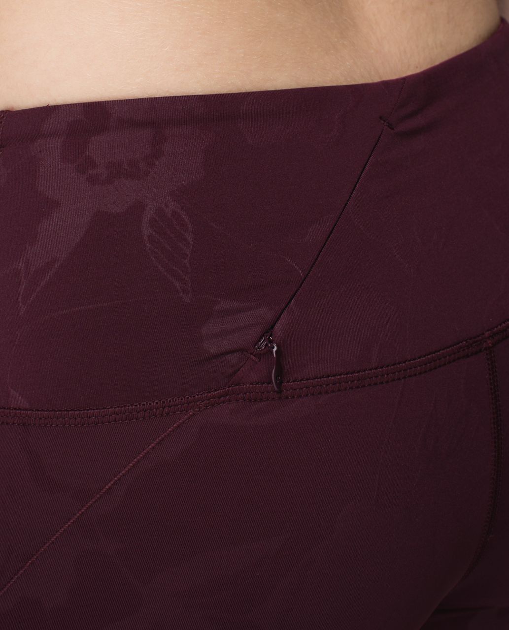 Lululemon Rebel Runner Crop *Full-On Luxtreme (Print) - Flat Inky Floral Embossed Bordeaux Drama / Bordeaux Drama