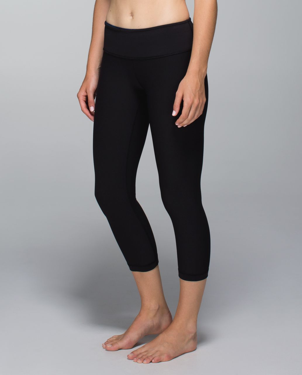 Lululemon Wunder Under Crop II *Full-On Luon - Black / Fa14 Quilt 1 / Sashico Star Inkwell Rugged Blue