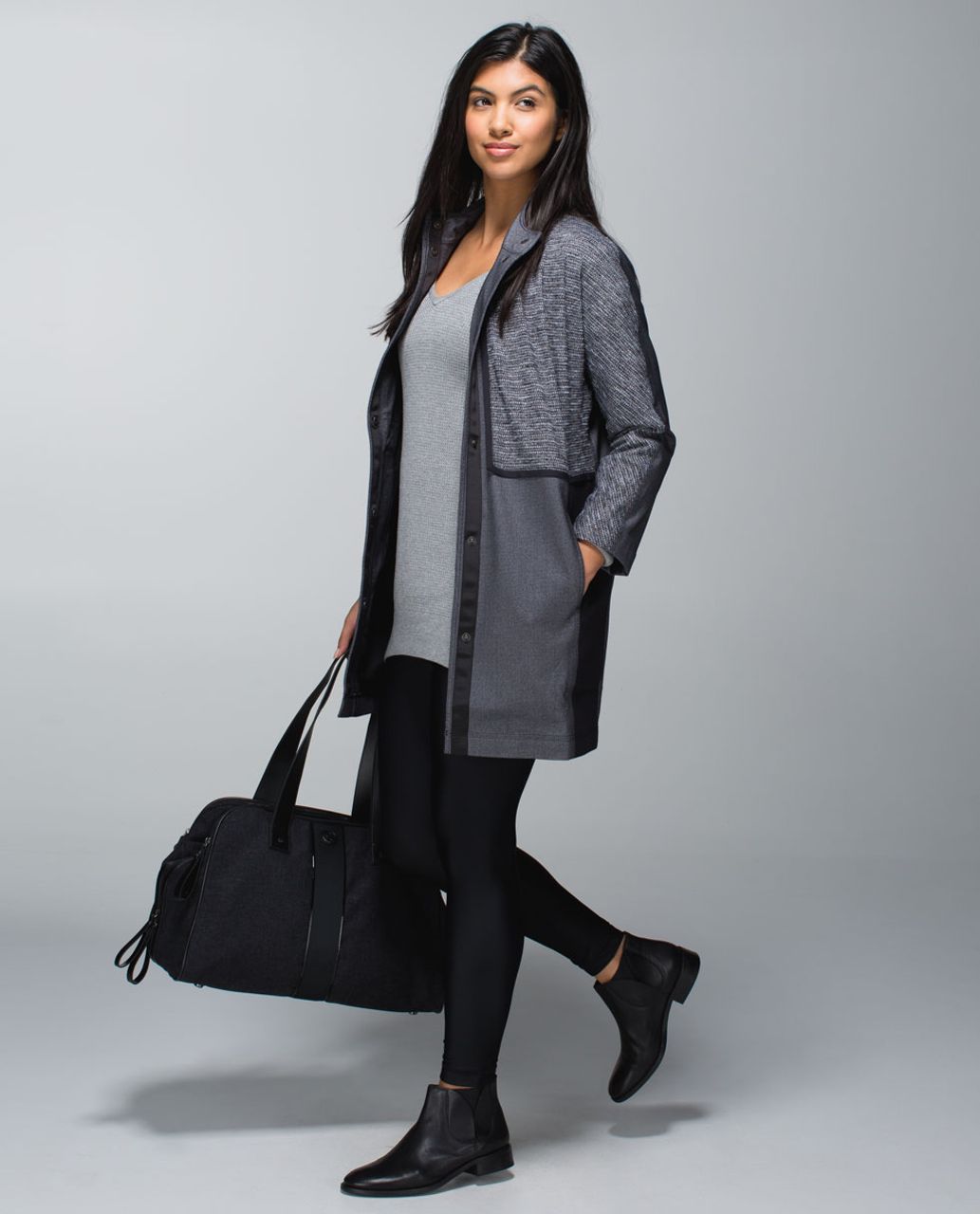 Lululemon Cocoon Car Coat - Black / Coco Pique Black / Shine Dot Black