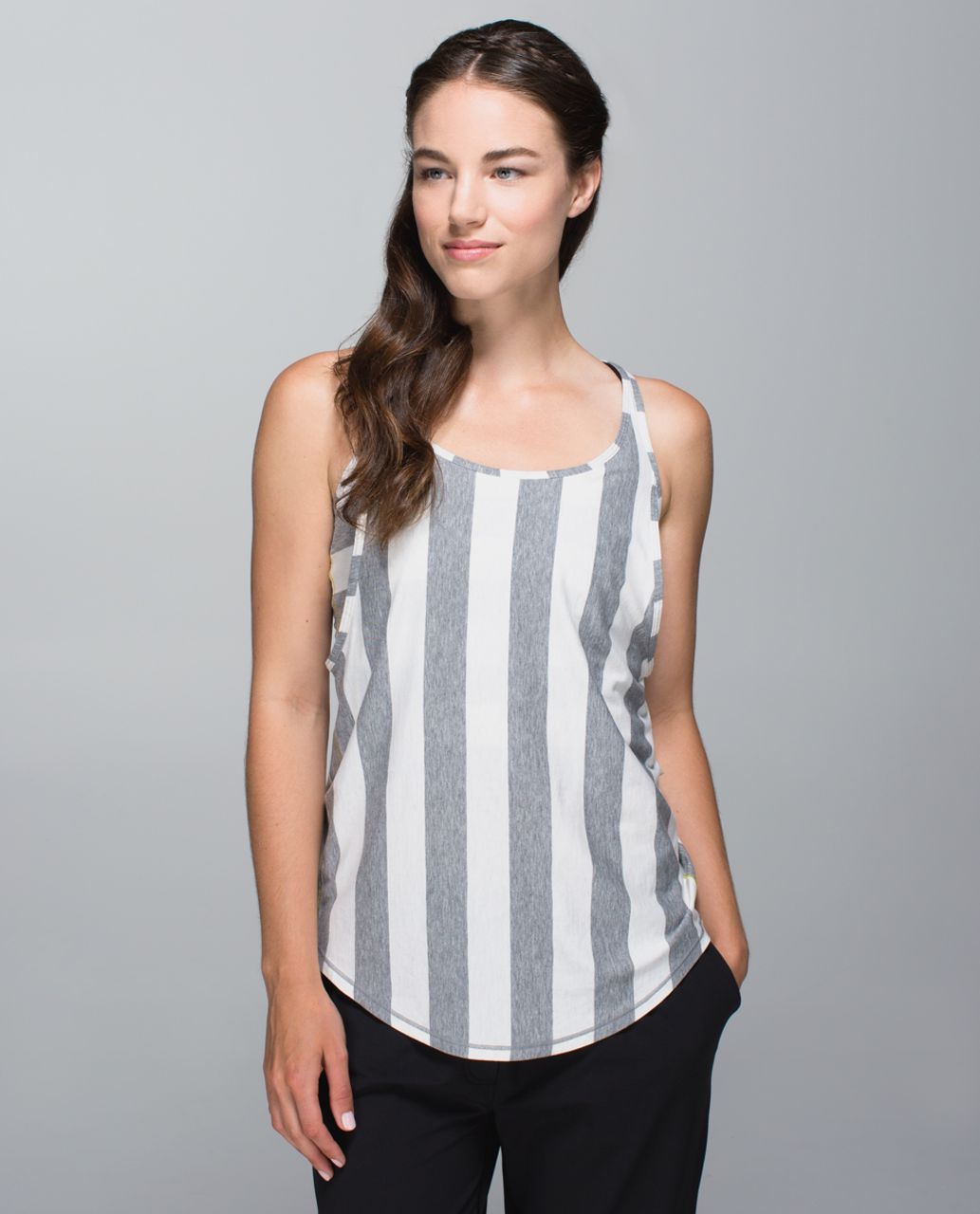 Lululemon Vita Racer Tank - Straightup Stripe Heathered Medium Grey Heathered Angel White / Almost Pear