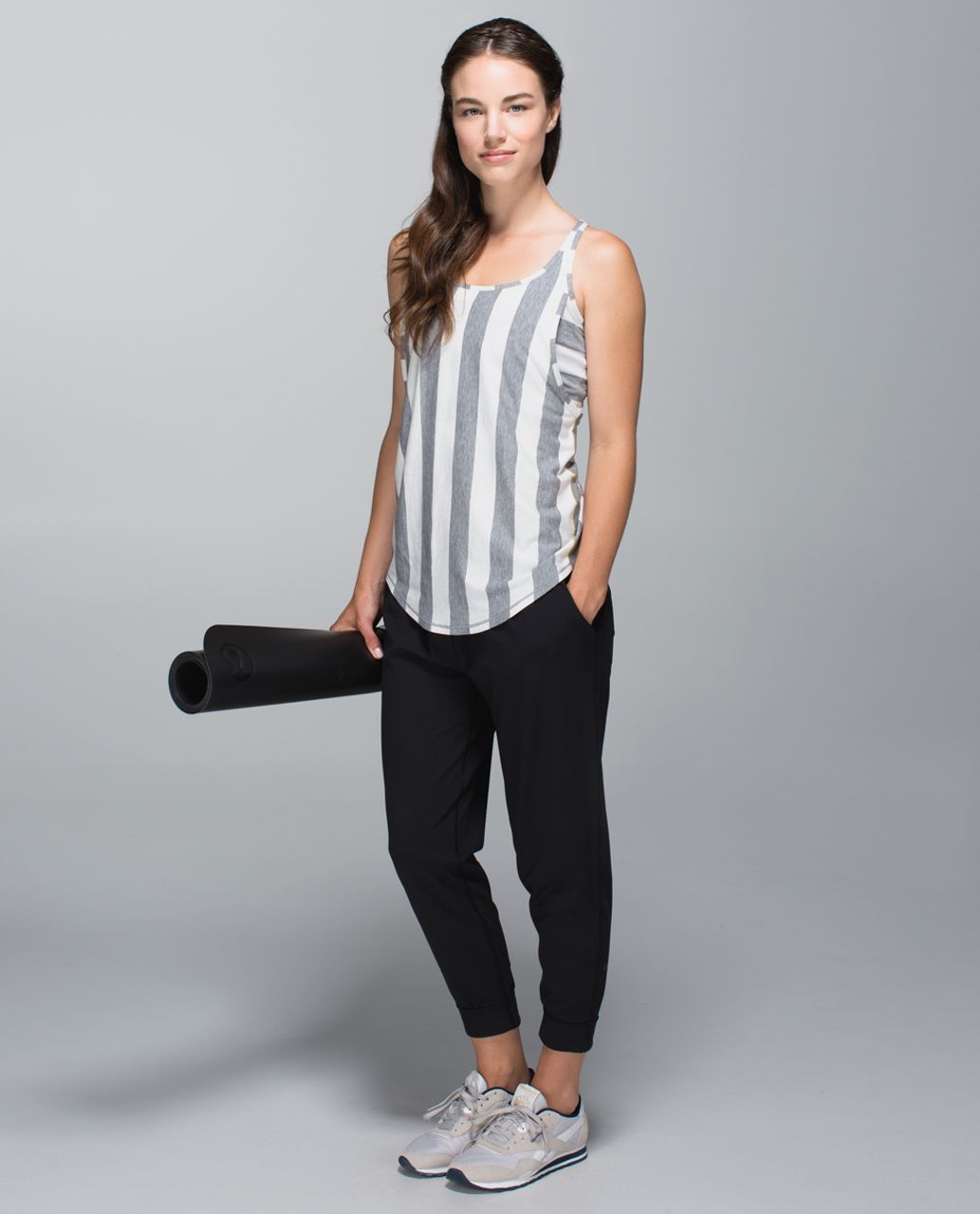 Lululemon Vita Racer Tank - Straightup Stripe Heathered Medium Grey Heathered Angel White / Almost Pear