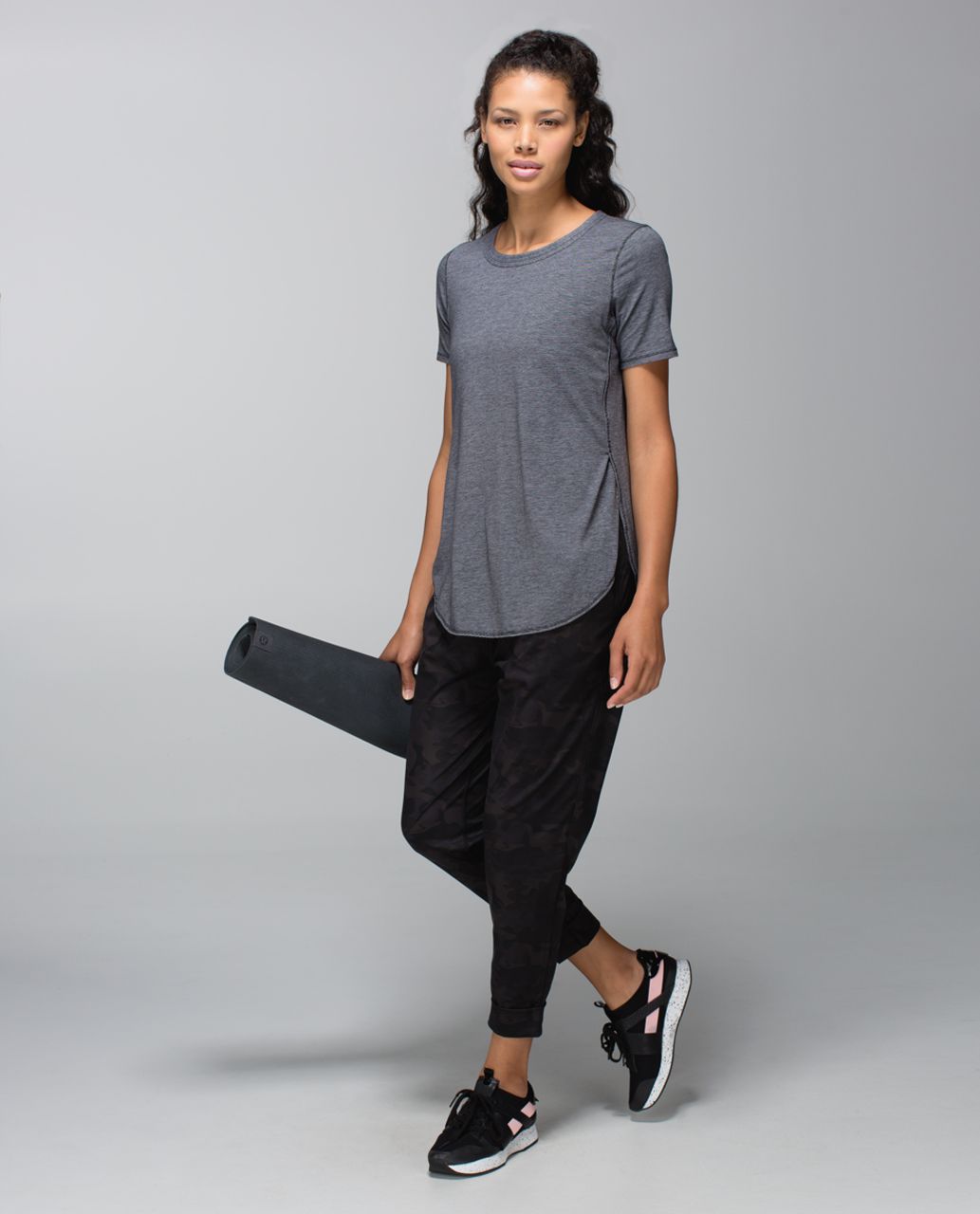 Lululemon Om Tee - Micro Stripe Black White