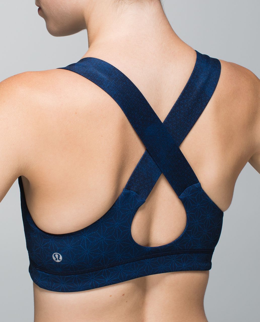 Lululemon padded sports bra Cross back straps 4 Blue and black Women's