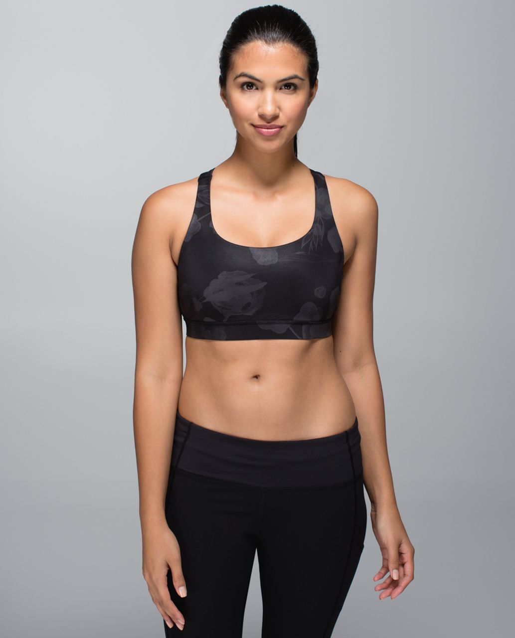 Lululemon Energy Bra - Inky Floral Soot Black / Black - lulu fanatics