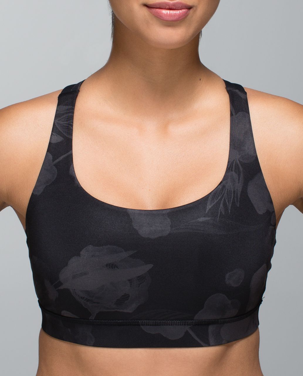 Lululemon Energy Bra - Inky Floral Soot Black / Black