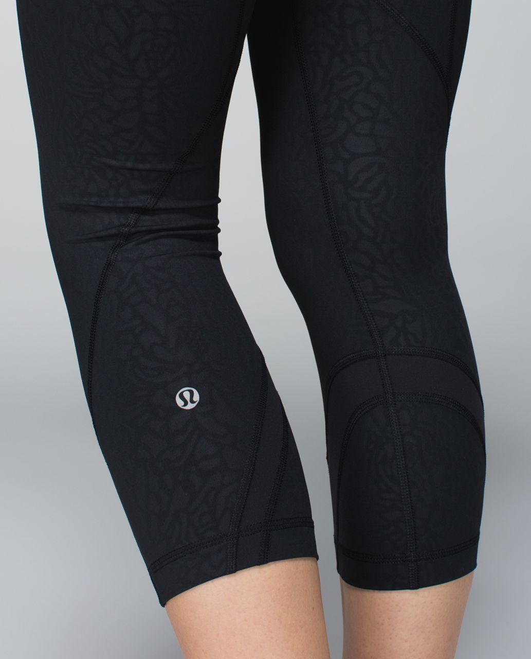 Lululemon Run: Inspire Crop II (Print) - Petal Camo Embossed Black / Black  - lulu fanatics