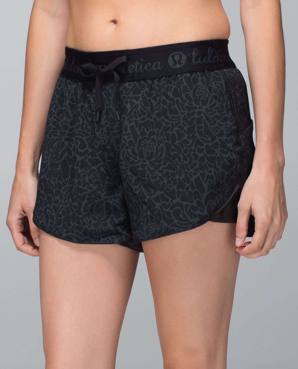 Lululemon Go the Distance Short - Black / Petal Camo Printed Black Deep Coal