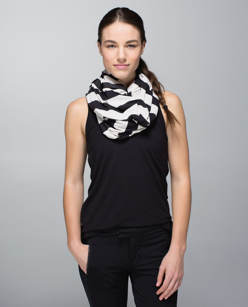 Lululemon Vinyasa Scarf *Rulu Light - Steep Stripe Black Heathered Dune Horizontal