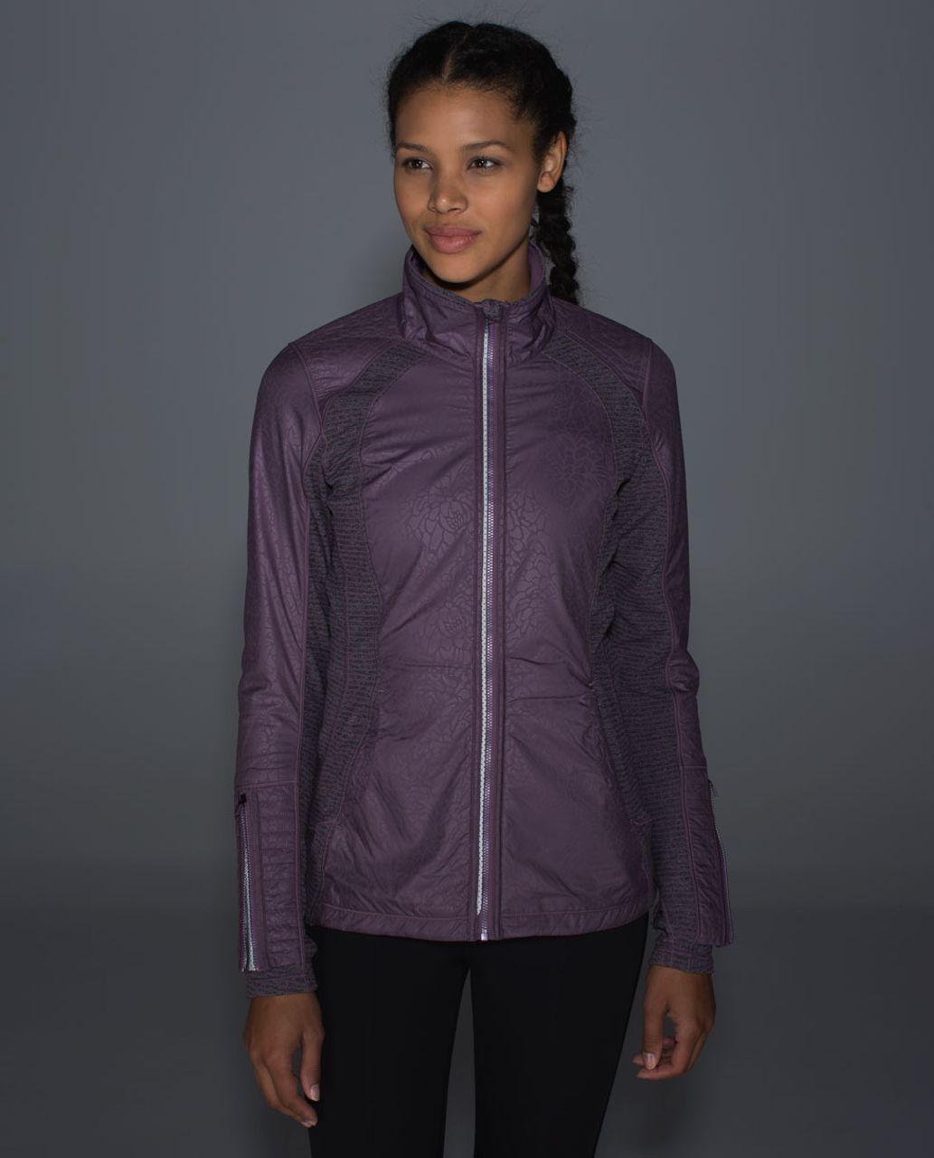 Lululemon Rebel Runner Jacket - Petal Camo Embossed Purple Fog / Hyper Stripe Purple Fog Heathered Black / Purple Fog