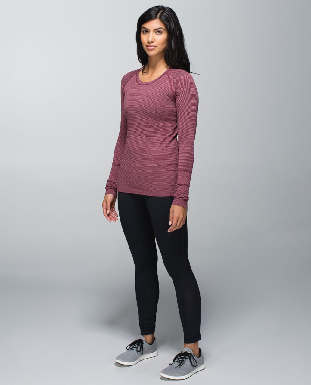 Lululemon Run:  Swiftly Tech Long Sleeve Crew - Tonka Stripe Heathered Rust Berry Rust Berry