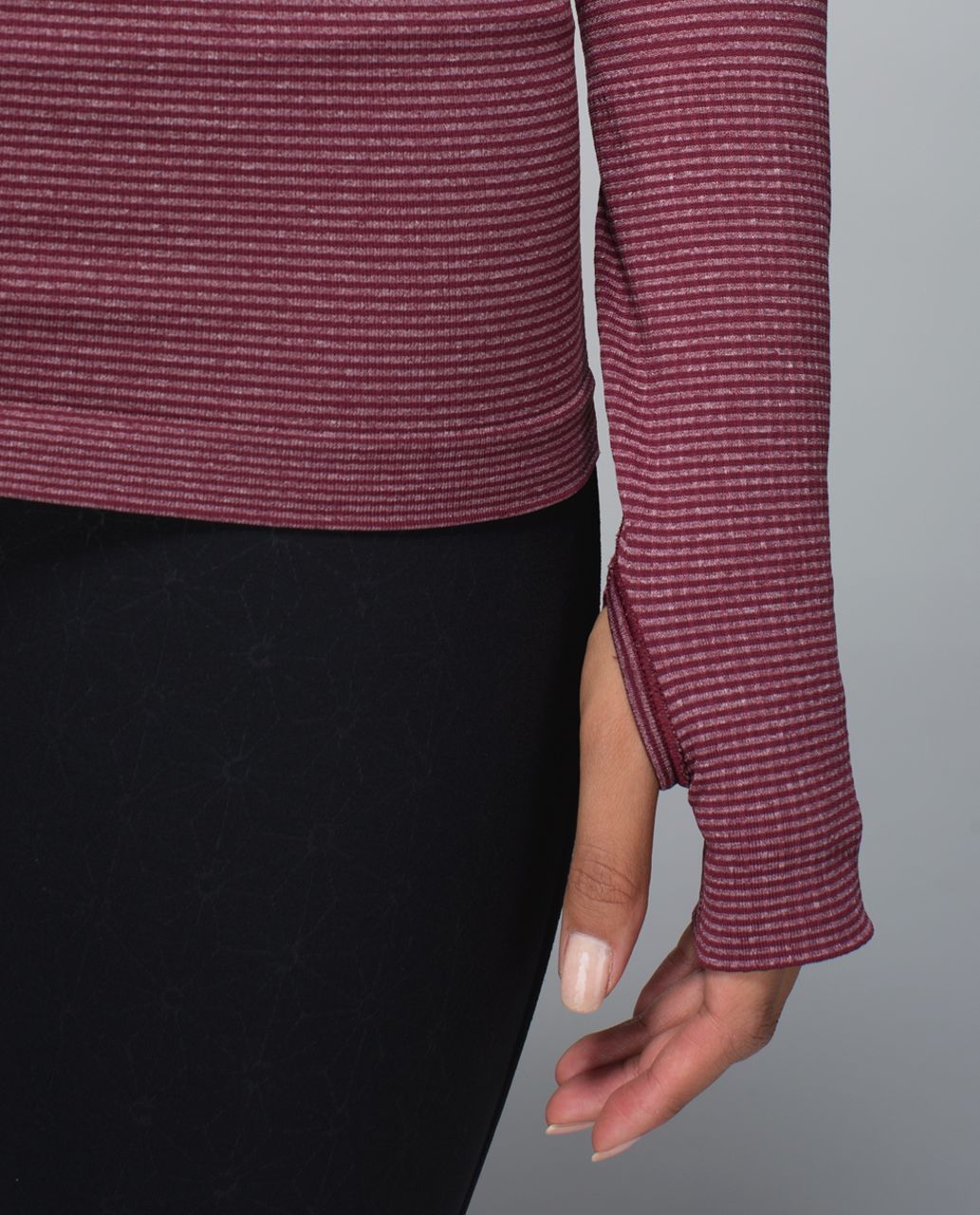 Lululemon Run:  Swiftly Tech Long Sleeve Crew - Tonka Stripe Heathered Rust Berry Rust Berry